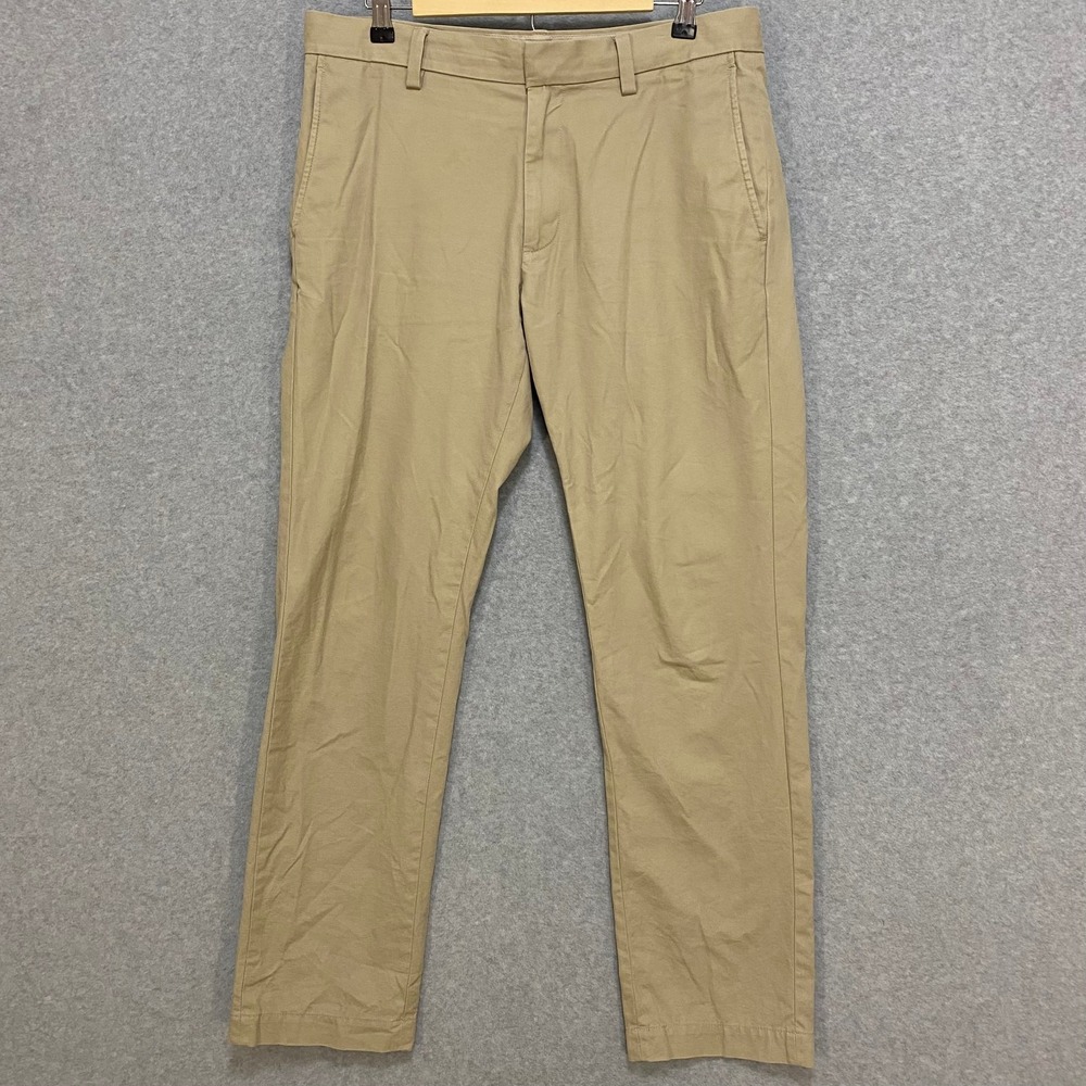 BANANA REPUBLIC Mens 32x32 Emerson Chino Pants Khaki 100% Cotton Straight Casual